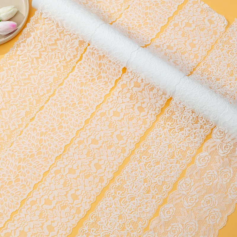 1 Yard White Elastic Lace Trim, Soft Stretch Lace Sewing Trim for Lingerie Bra Bralette Camisole, DIY Underwear Sewing Apparel A