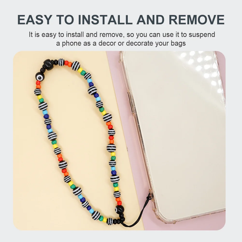 Mobile Phone Chain Lanyard Hanging Beaded Neck Strap Pink Bangles Rope Lanyards Cellphone Wristband Long