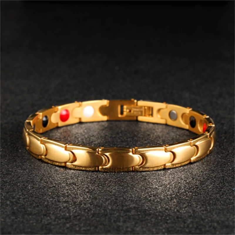 

New 8MM Magnetic Titanium Gold-Plated Energy Bracelet For Women Fashion Jewelry Gifts