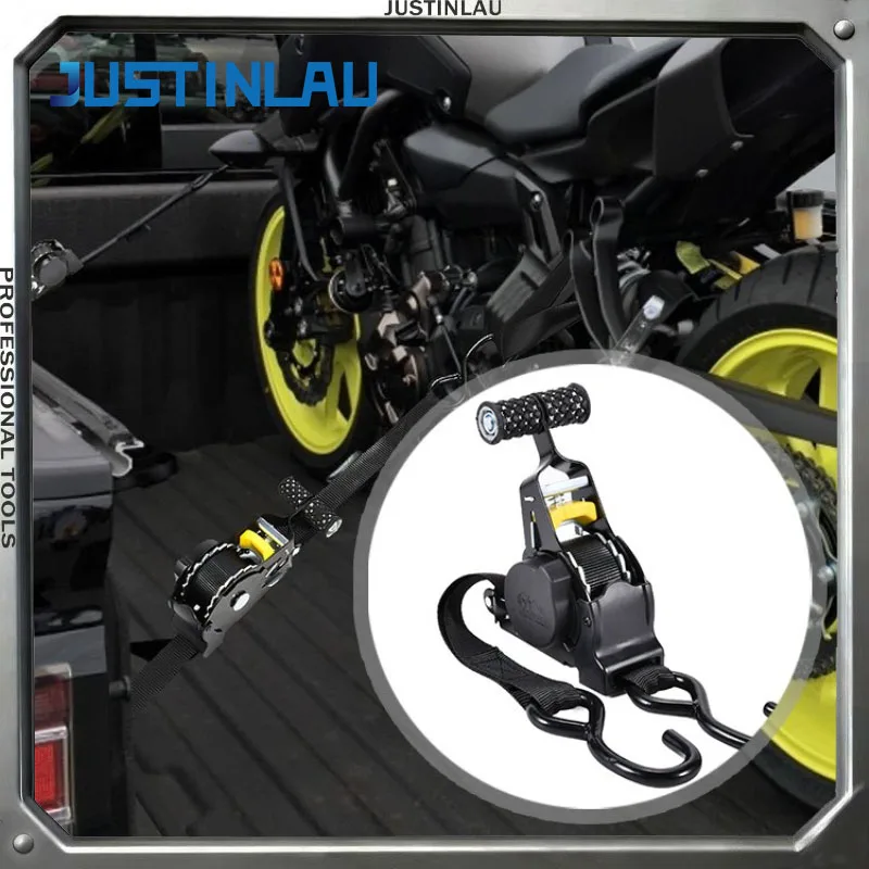 JUSTINLAU Automatic Ratchet Tightening Strap  Motorcycle Specific Fixed Strap  Cargo Binding Strap  Anti Drop Tightening Strap