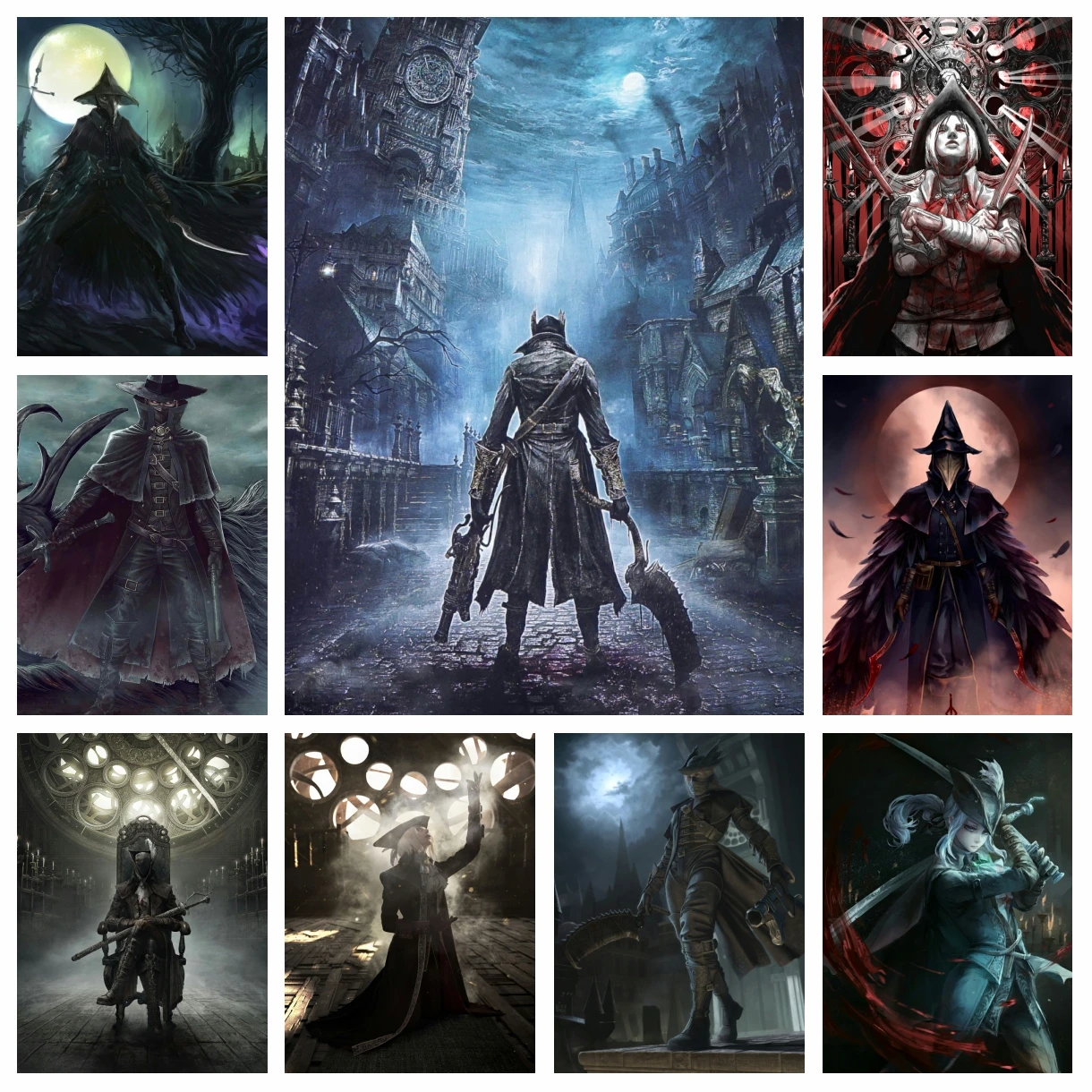 Full Drill Diamond Rhinestones Painting Bloodborne Video Game Japanese Cartoon Cross Stitch Embroidery Picture Mosaic Home Decor