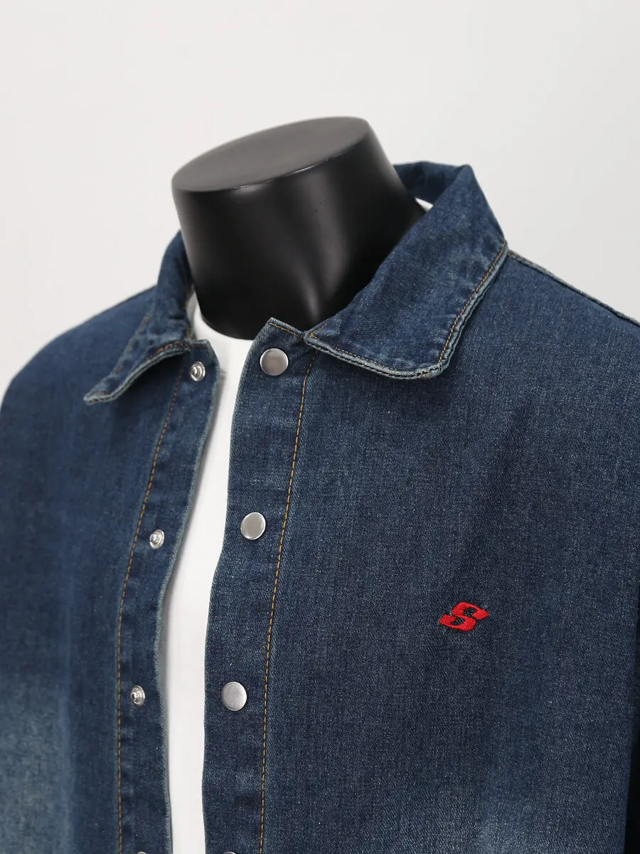 

Джинсовое джинсовое джинсовое пальто с вышивкой в стиле ретро, свободное повседневное весенне-осеннее мужское модное брендовое рабочее пальто