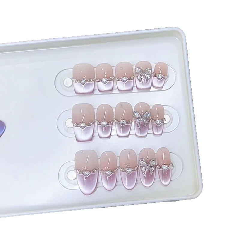 

Handmade wear nail spring and summer new free butterfly zircon three-dimensional butterfly love cat eye nail sticker