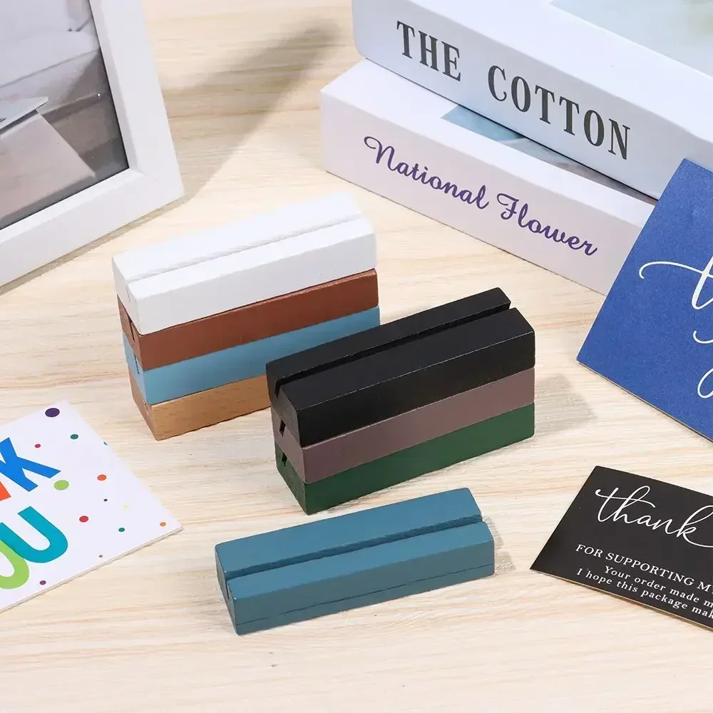 1Pc Wooden Table Numbers Holder Romantic Wood Photos Clip Place Card Clamps Stand Picture Cards Display Stand Desktop Decoration