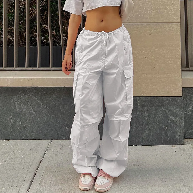 Y2K Clothing Oversized Plus Size Low Waist Parachute Loose Baggy Sweatpants Trousers Women Jogger Cargo Pants Streetwear Outfits