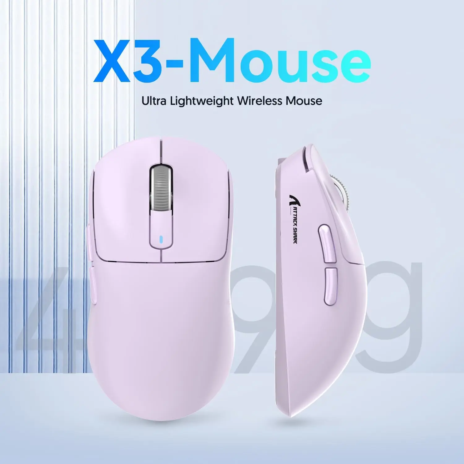 ATTACK SHARK X3 Tri-Mode-Gaming-Maus, PixArt PAW3395-Sensor, 26K DPI, 49g Ultralight, BT/2,4G Wireless/Wired, für PC-Gamer