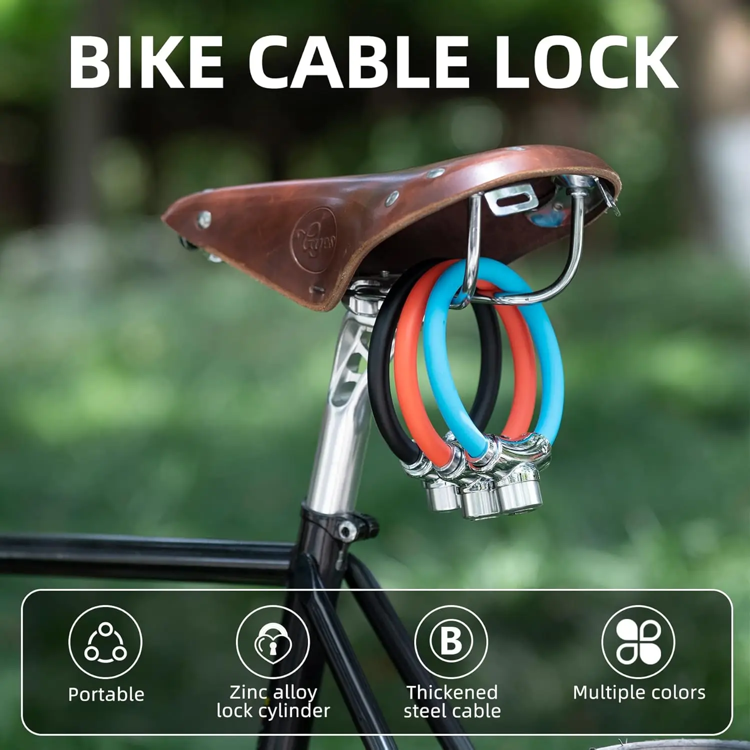 Bicycle Lock / Portable Ring Cable Anti-Theft Cable, Portable, Key Lock, Rustproof for Mountain Bike Road Bike / Stackable Mini
