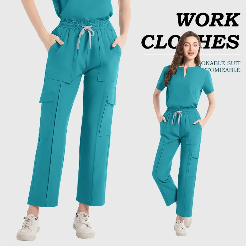 زي طبي نسائي قصير الأكمام، بدلة تنظيف صيفية مسامية للراحة والتنقل #4