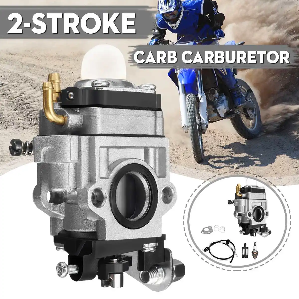 2 Stroke Motorcycle Carb Carburetor converter Kit 15mm For 43cc 47cc 49cc 50cc 52cc Engine Scooter Dirt Pit Bike ATV Scooter