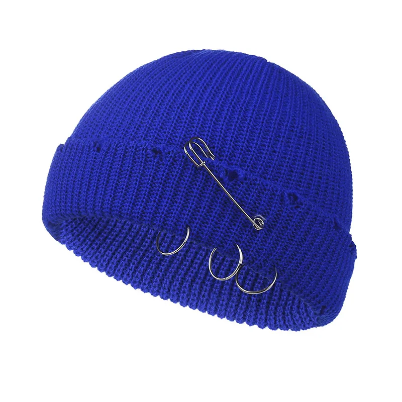 Winter Skullies Hut Für Frauen Männer Paar Y2K Beanies Hüte Mode Gothic Street Punk Gestrickte Motorhaube Kappen – Detail 11