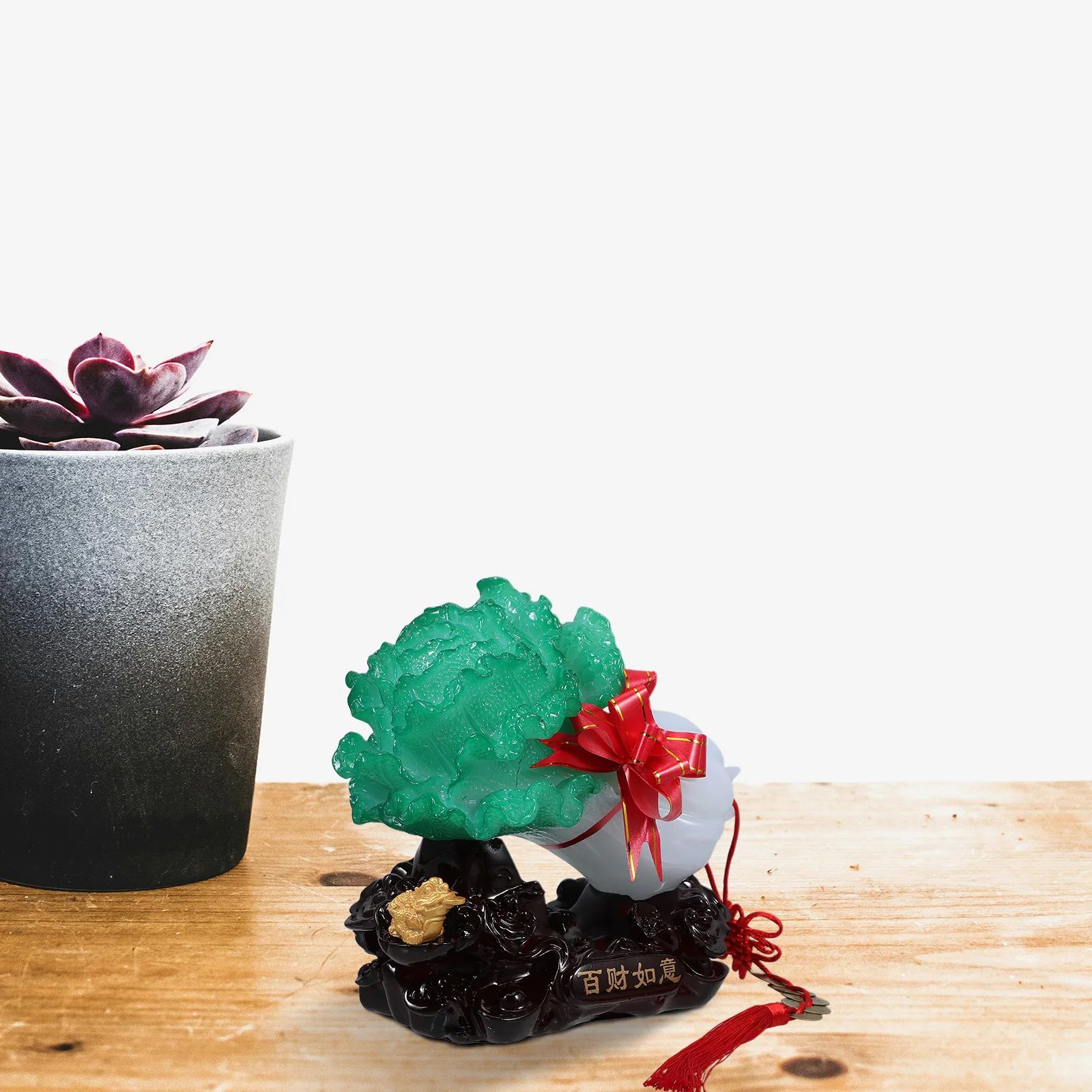 

Chinese Cabbage Ornament Premium Resin Jade Vegetable Home Office Desktop Decor Lucky Mascot Gift Imitation Craft Statue