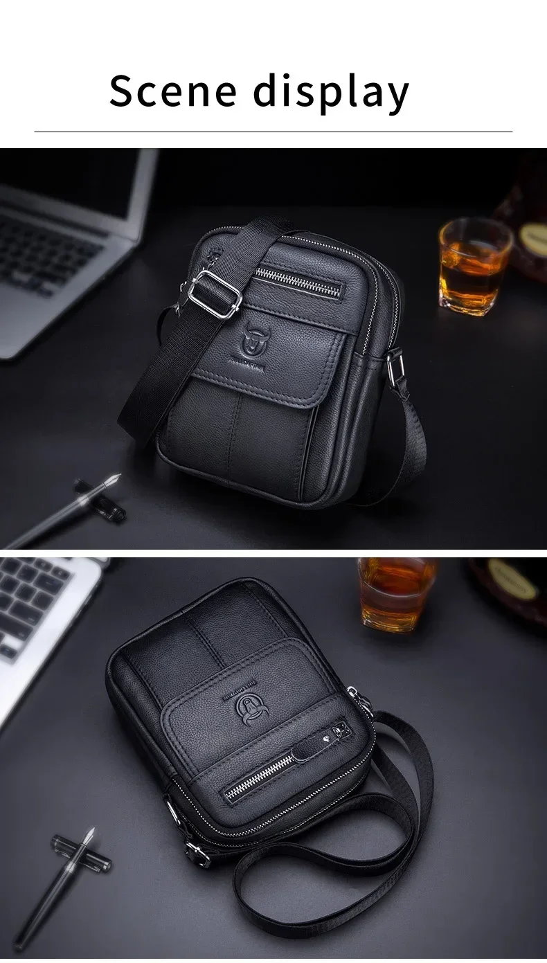 Bull captain lässige Herren Umhängetaschen Business Umhängetasche hochwertige Herren Rindsleder Tasche Mini große Kapazität Tasche – Detail 9