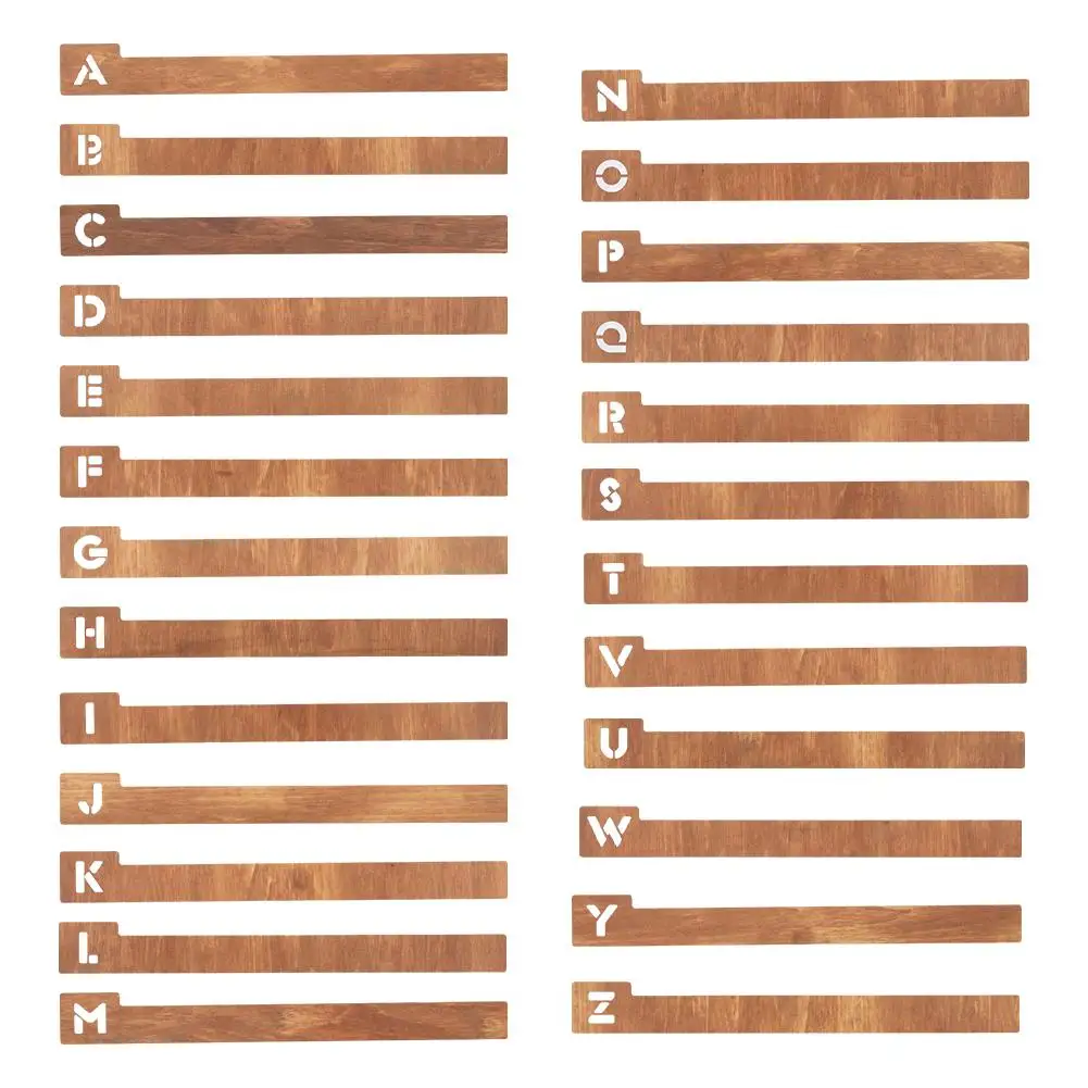 Marcapáginas de madera Rectangular, herramienta de aprendizaje de letras, manualidades, Mini, X2M6