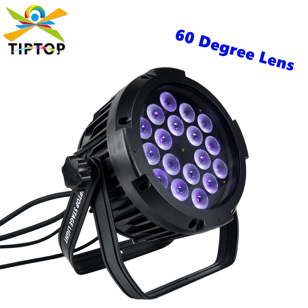 

TIPTOP 18x18W RGBWA UV 6IN1 Waterproof Led Par Light Aluminum Shell 60 Degree Lens Smooth Wall Washer DMX512 Control