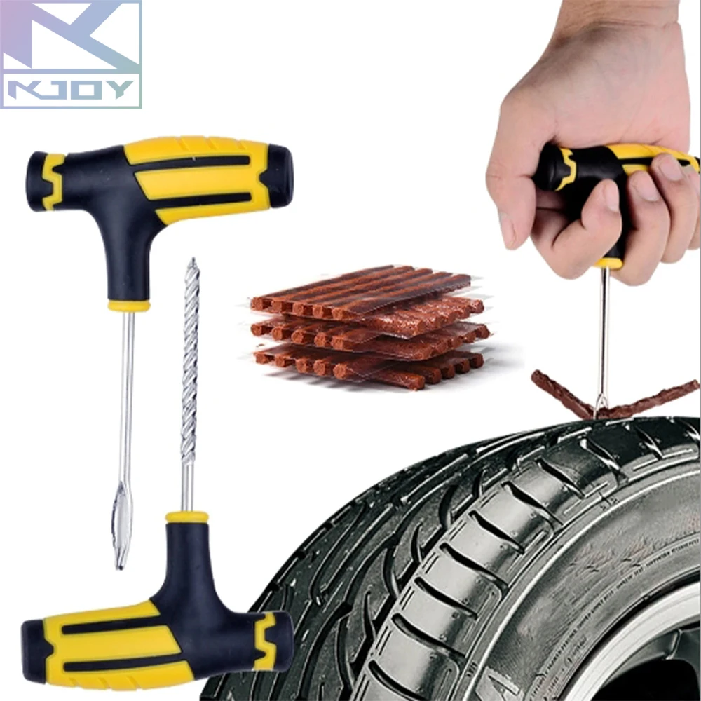 KJOY 8pcs/Set Useful Car Tire Repair Tools Kit with Rubber Strip Tubeless Tyre Puncture Studding Plug Set for Truck Motorcycle