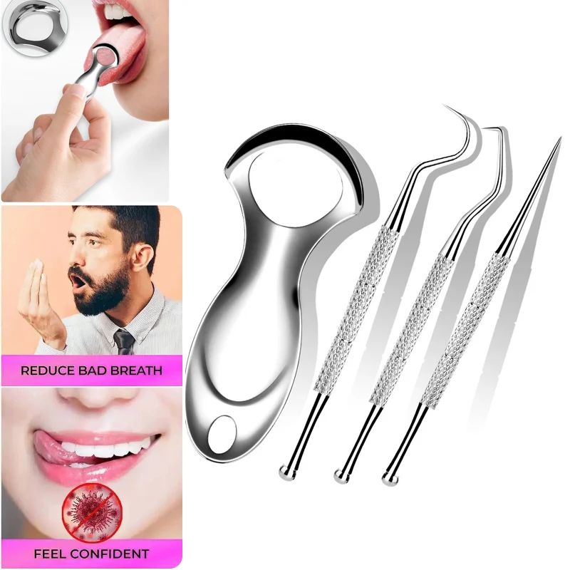 stainless steel Toothpick Tongue Scraper Tongue Scraper Cleaner for Adults Surgical Grade Eliminate Bad Breath Oral Cleaning