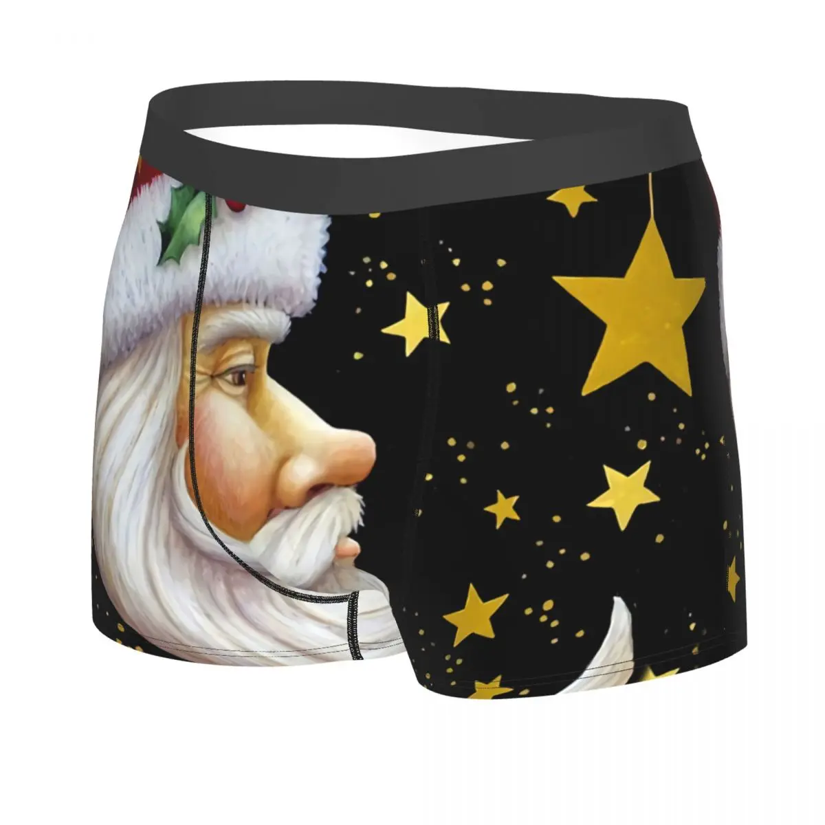 Santa Star Men Boxer Briefs Merry Christmas Highly Breathable Underwear High Quality Print Shorts Birthday Gifts