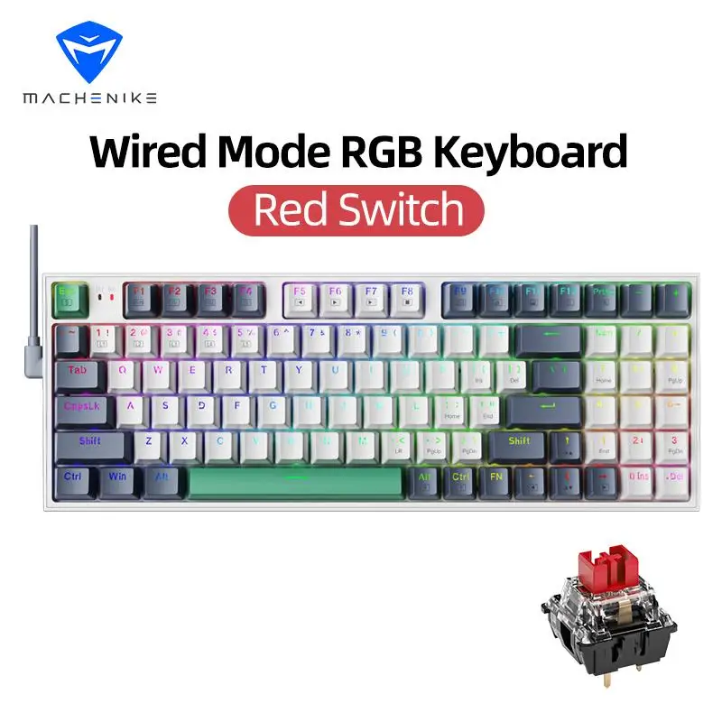 2025 K500 Mechanical Keyboard Wired Gaming Keyboard Hot Swappable 94 Keys with RGB BackLight for Mac Windows Desktop