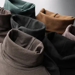 2020 Summer Spring Men Turtleneck Pullover Sweater Casual Slim Fit Knitted Basic Sweater Double Collar Men Turtleneck Sweater