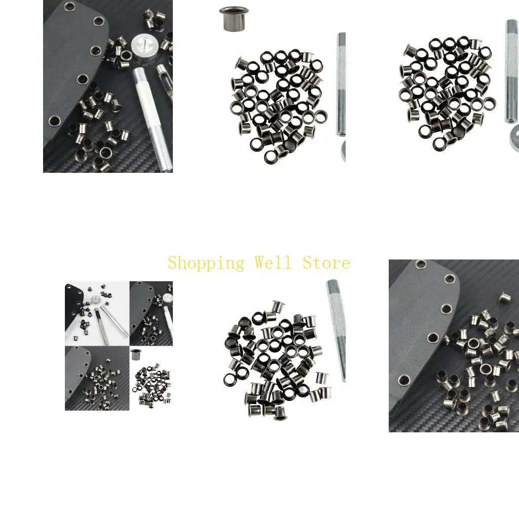 KX4B Heavy Duty Sheath Eyelet Installation Set With 6mm 7mm Grommets Hole Puncher For Leather Belts Shoes Tents Backpacks