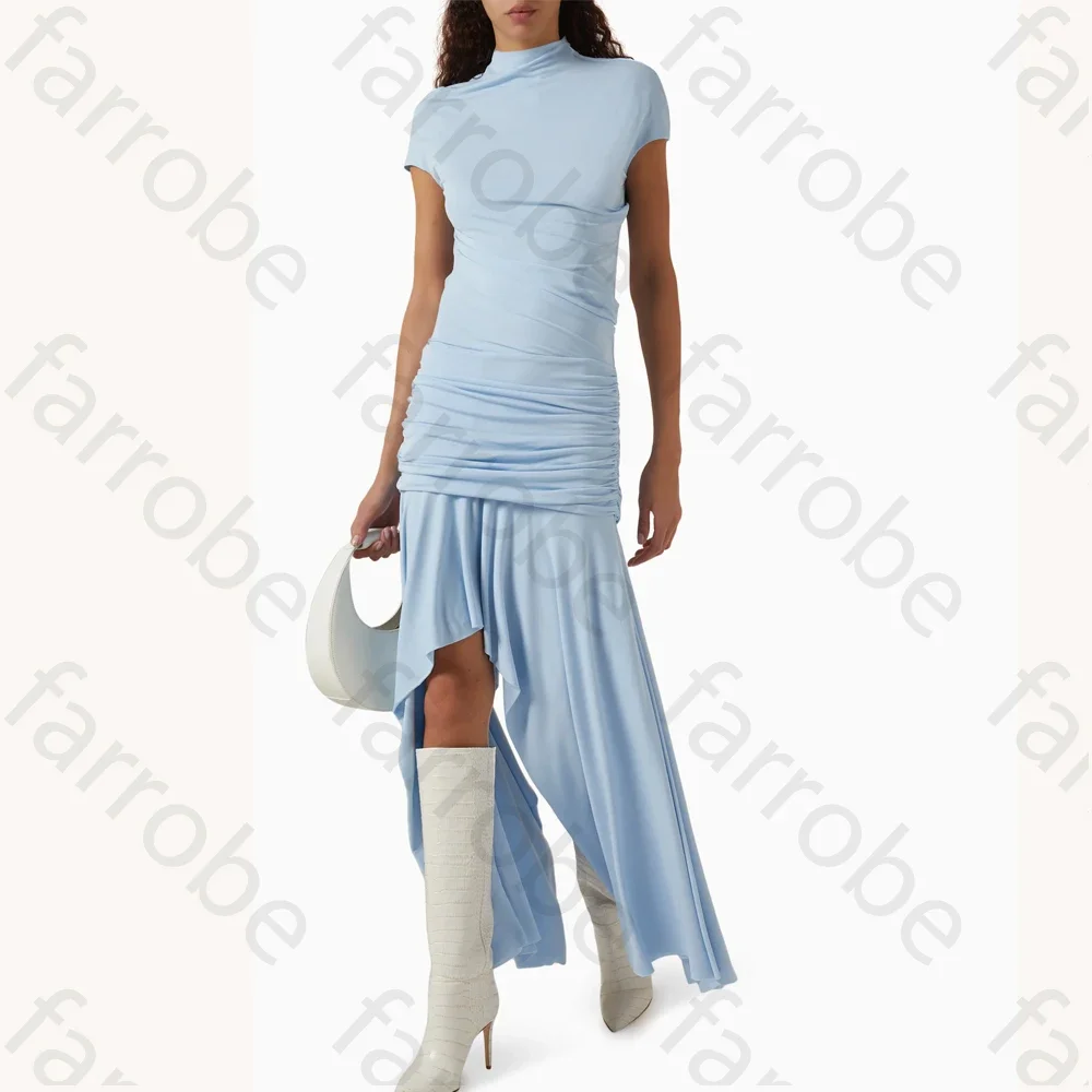 

Асимметричное платье из джерси Вечернее платье трапециевидной формы с короткими рукавами Вечернее платье для выпускного вечера Изысканные вечерние платья высокого качества по индивидуальному заказу