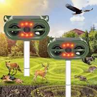 2PCS Solar Bird Repellent with infrared Induction and Large LED Flash Repeller Easily to Scared Off the Noisy Birds at Night