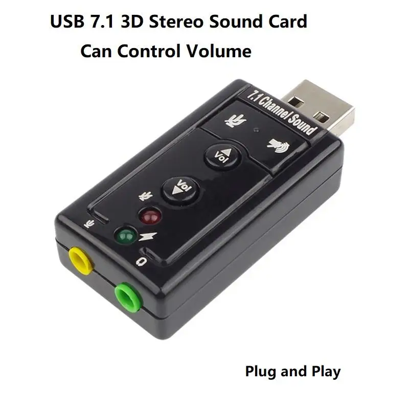 

USB 7.1 Sound Card Virtual USB 3D Stereo Audio Adapter with 3.5 mm Audio and Mic Ports Can Control Volume for Windows