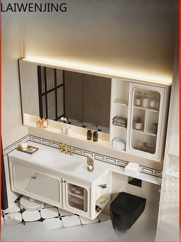 

MJY French rock slab hot bending integrated basin bathroom cabinet combined washbasin cabinet