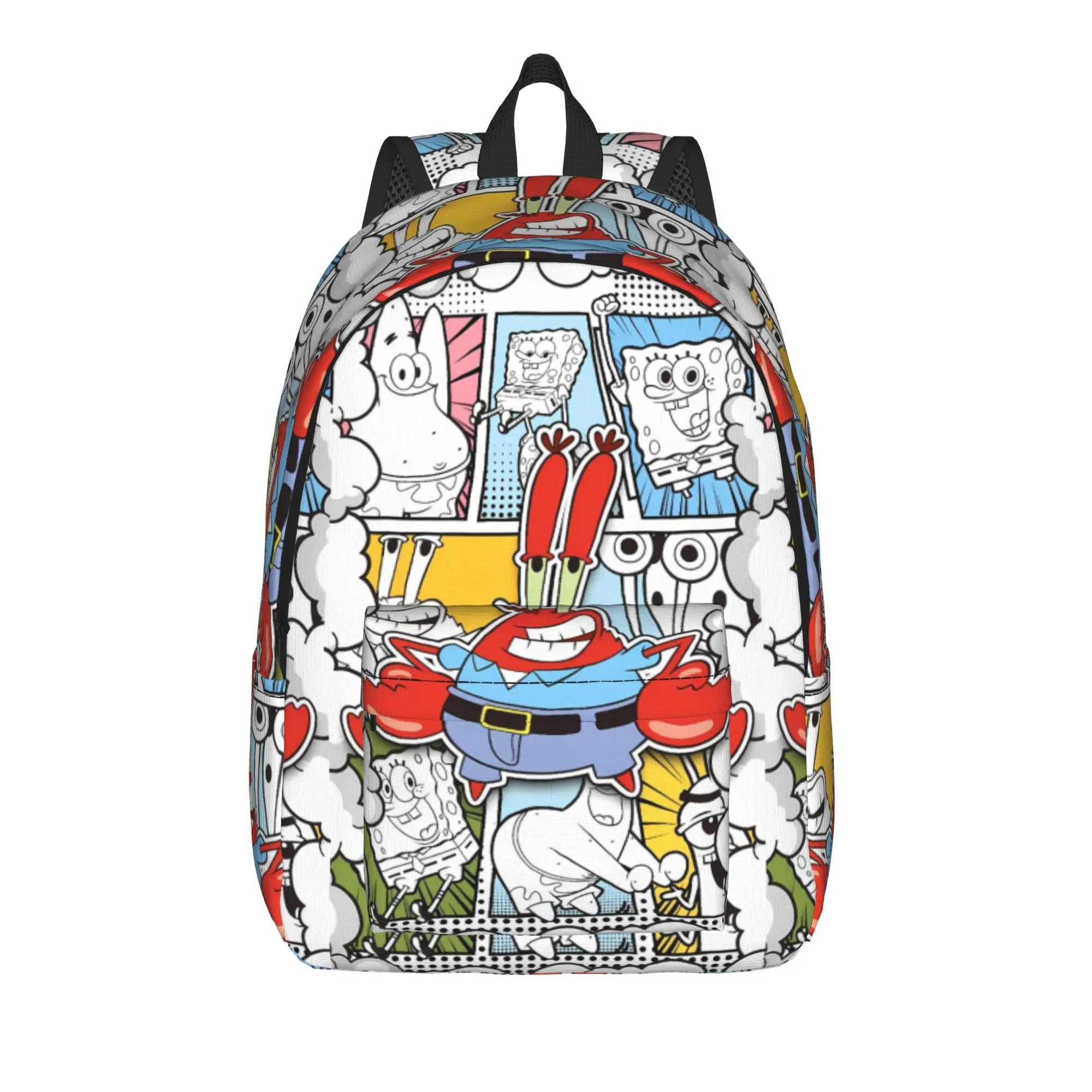 S-SpongeBobed Black White Line Art Backpack  Trekking Backpacks Youth Design Big High School Bags Streetwear Rucksack