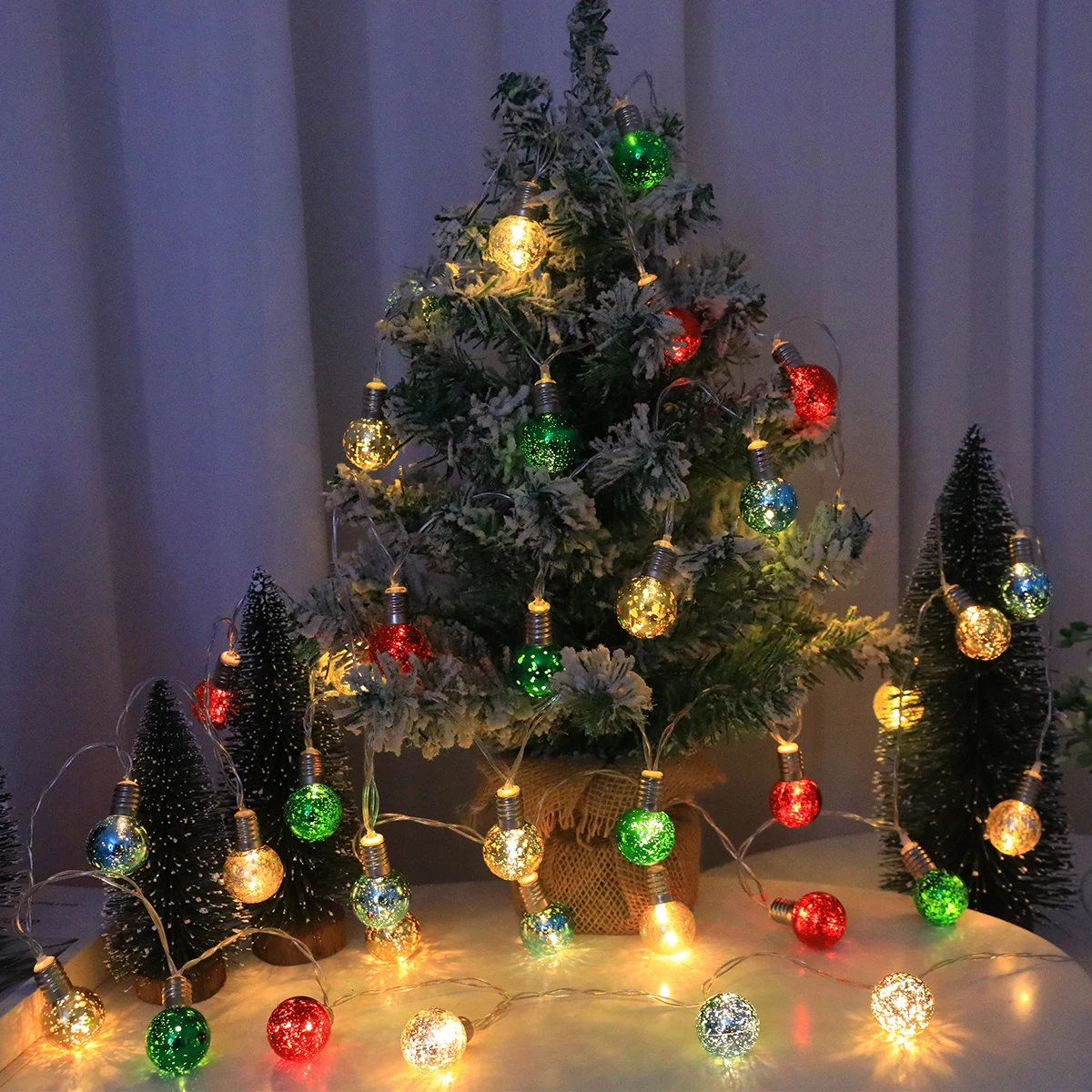 Cute Colorful Round LED Christmas Ball Lights - 20/10LED, Battery-Powered , for Indoor/Christmas Tree/Home Party Decoration