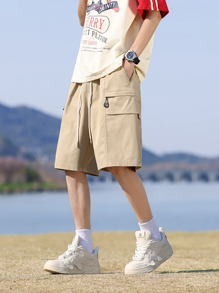 

Летние мужские повседневные шорты с эластичной резинкой на талии, с боковыми карманами на молнии, длиной до колена, свободные прямые шорты-карго для мужчин, размер 8XL