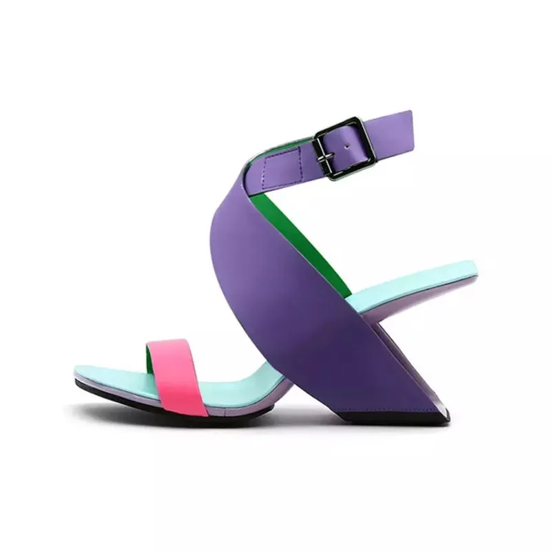 

Handmade New Arrival Latest Fashion Ladies Summer Sandals Open Toe Roman Thick Heel Women Slide Sexy Sandals With Strange Heels