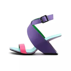 Handmade New Arrival Latest Fashion Ladies Summer Sandals Open Toe Roman Thick Heel Women Slide Sexy Sandals With Strange Heels