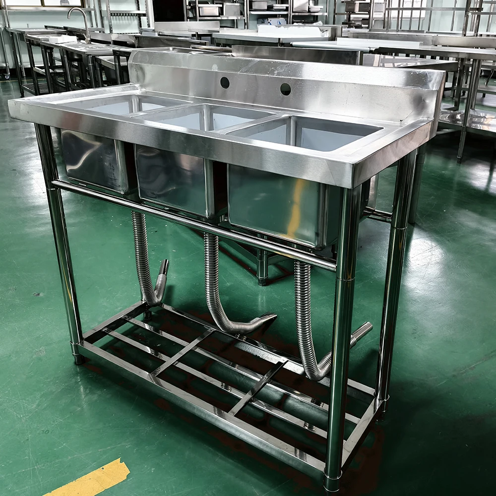 

Commercial Stainless Steel Sink Three Bowl Sink Sink Kitchen Restaurant With Stand