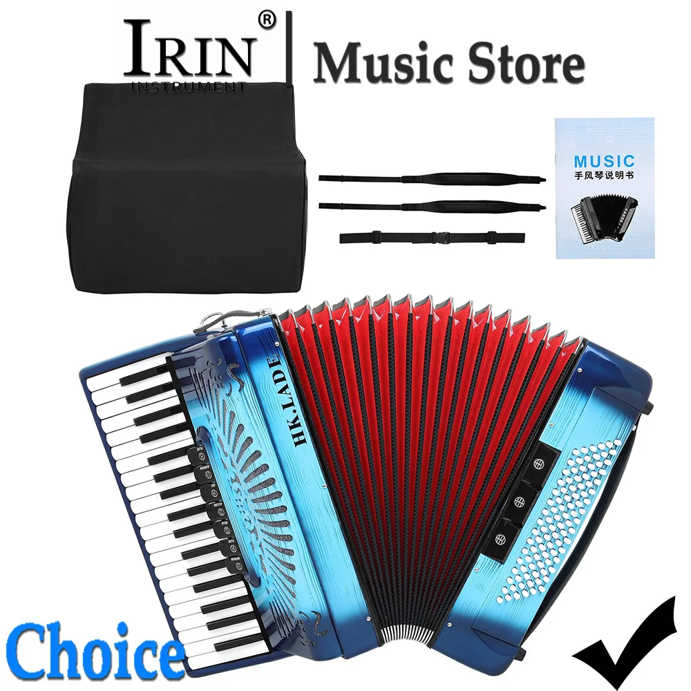 HK.LADE AH-290 Accordion Multiple-voice 37 Keys 96 Bass blue-black Wooden Accordion Keyboard Instrument With Backpack Strap Manu