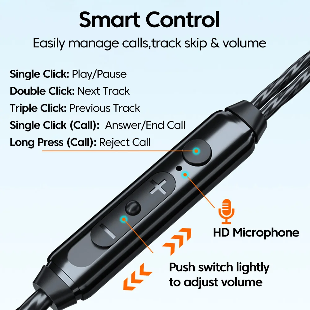 Elough الرياضة المحيطي سماعات USB/نوع c/3.5 مللي متر سماعات أذن سلكية HiFi السلكية في الأذن سماعات للهواتف المحمولة أجهزة الكمبيوتر