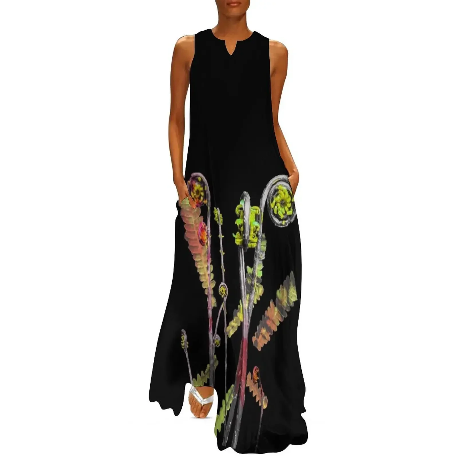 

Fiddleheads and Ferns (multicolor) Long Dress prom dresses dresses for official occasions Dress