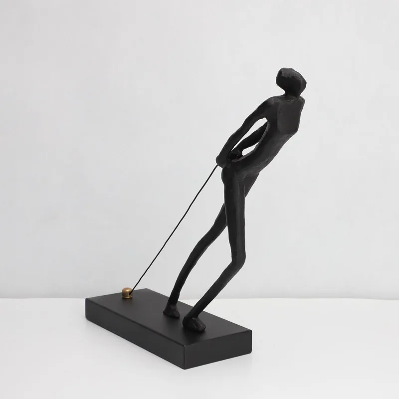 Imagem -03 - Criativo Homem de Ferro Fundido Preto Corda Escultura Abstrata Humana Enfeite de Mesa Sala de Estar Decoração de Casa Acessórios de Decoração Presente