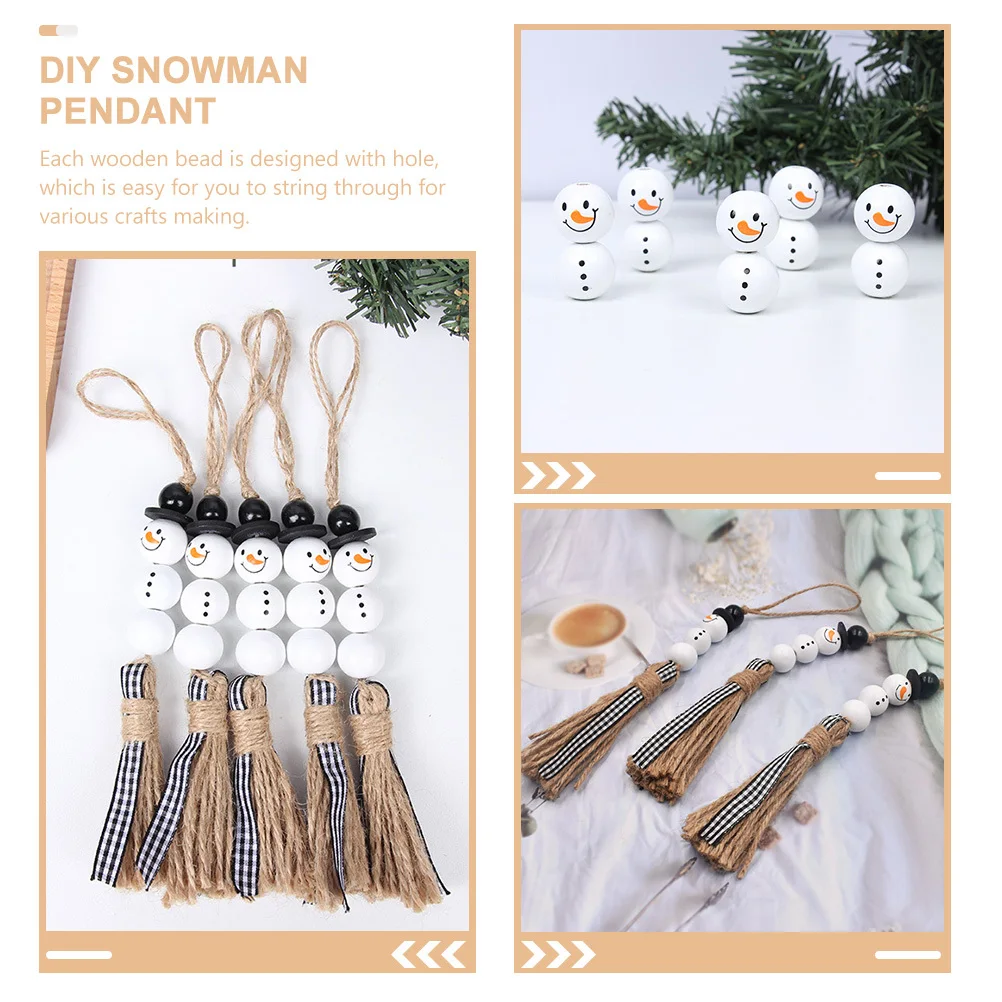 

1Set DIY Decoration Kit Christmas Snowman Pendant Wooden Beads for Crafts Xmas Tree Ornament Making Winter Holiday Decor