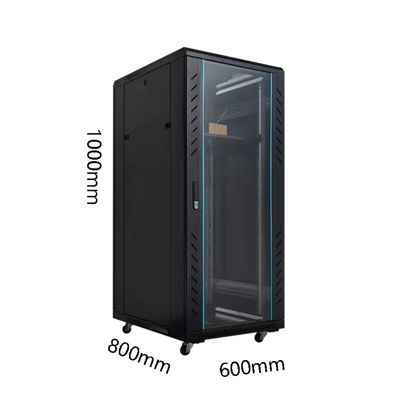 Factory Direct 18U 800 Deep Server Cabinet Rack 19 Inch Network Cabinet Front Glass Door 1 Meter Floor Standing Data Center
