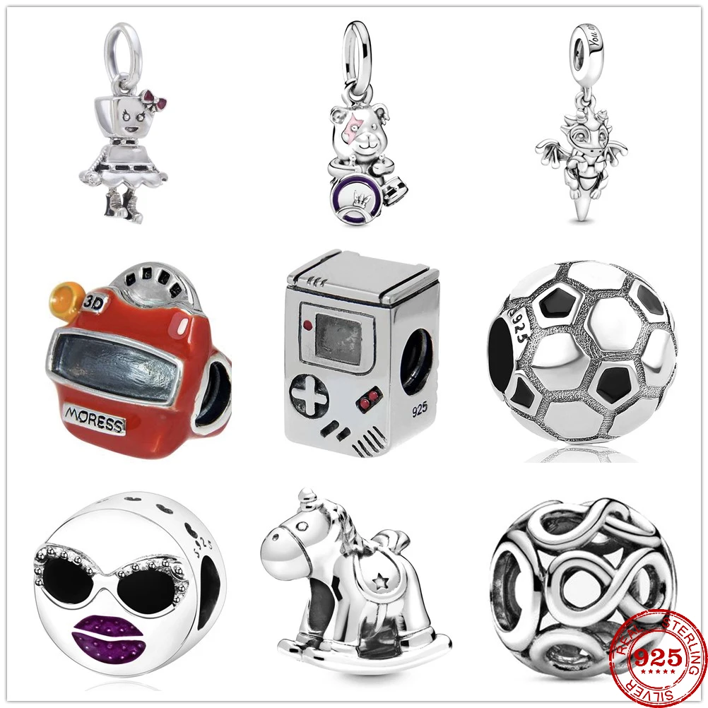 

2021 Newst Childhood Game Console robot Football Charm Beads fit Original Pandora Charms Silver 925 Bracelet DIY Women Jewelry