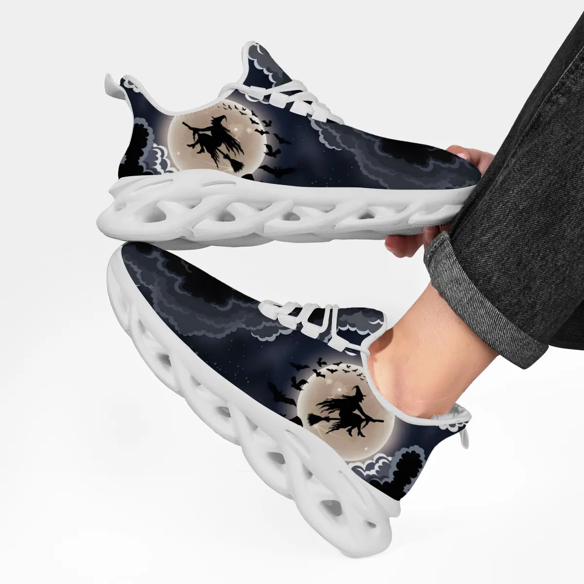 أحذية المشي الرجالية الساحرة البدر الخفافيش الغيوم الصوف أحذية رياضية رياضية الجري أحذية رياضية خفيفة الوزن في الهواء الطلق النساء