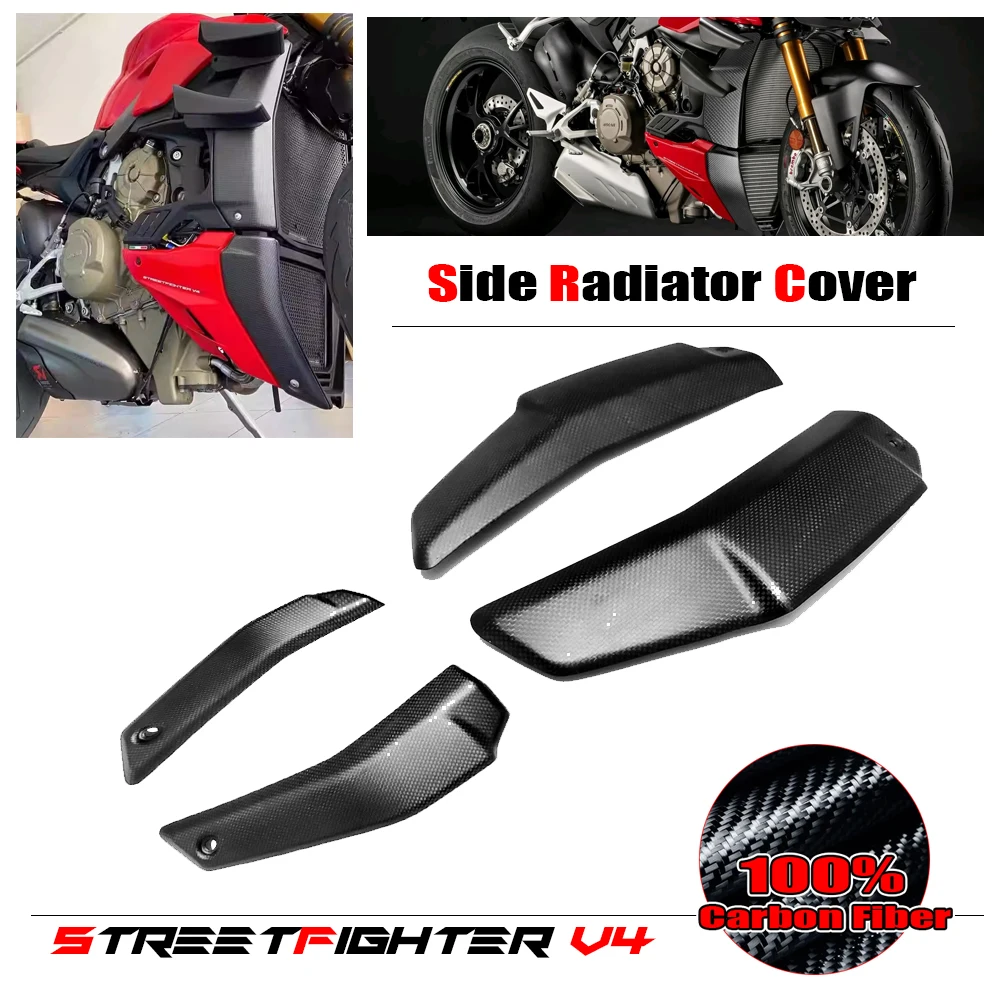 

for DUCATI STREETFIGHTER V4 V4S 2020 2021 2022 Motorcycle Carbon Fiber RADIATOR Fairing Cover Cowling Panel Guard Set Protector