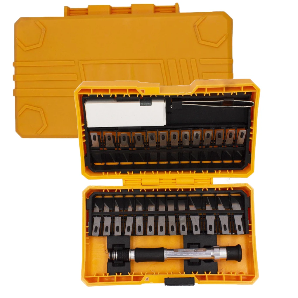 26 Piece Carving Cutting Set For Wood Stone Paper Fruit Engraving With Aluminum Handle And Plastic Box Storage Case Tool Kit