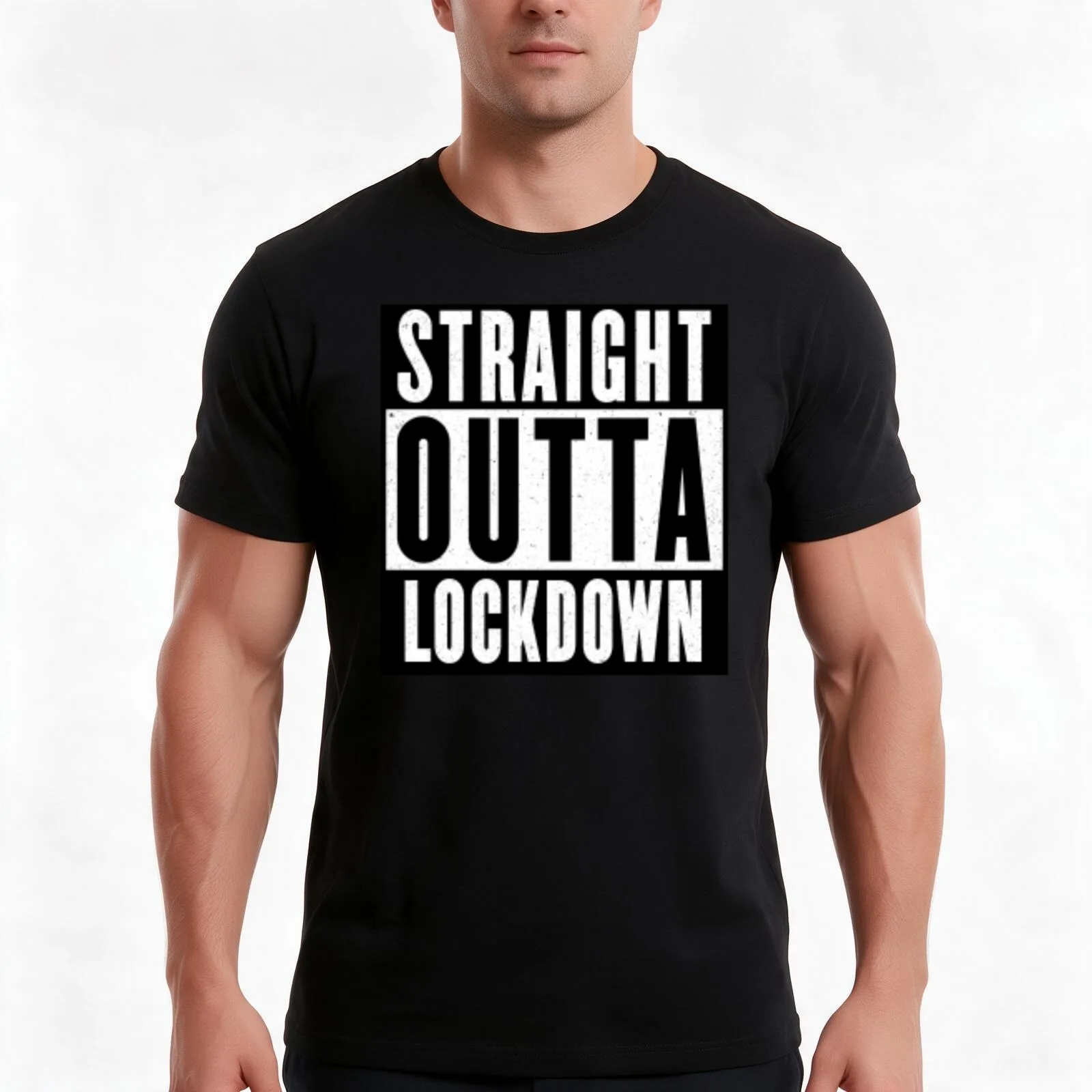 Straight Outta Lockdown T-Shirt, Summer Casual Cotton Tee, Oversized Streetwear Tops, Vintage Graphic Print, Unisex Men Women