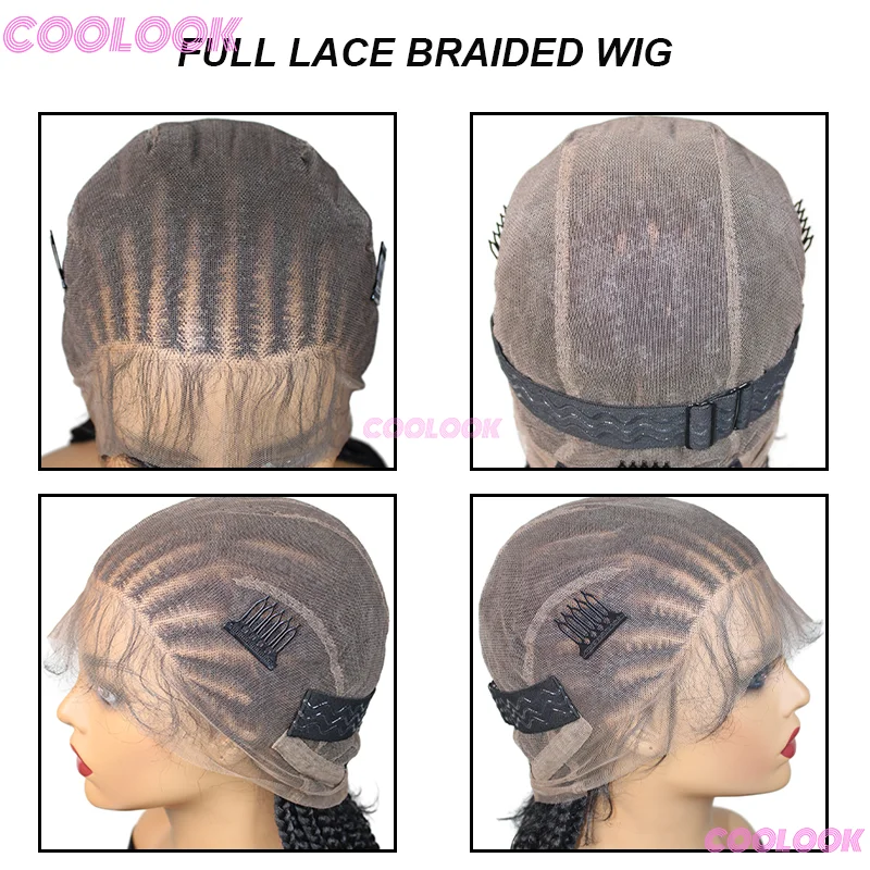 36 "Cornrow Braids ผมวิกผมสังเคราะห์ Braided Wigs สําหรับผู้หญิงสีดํา Knotless กล่อง Braiding วิกผมเต็มลูกไม้ Braided Wigs