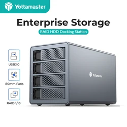 Yottamaster 4 Bay RAID Hard Drive Enclosure USB 3.0 to SATA3.0 HDD External Hard Drive Storage Support 2.5