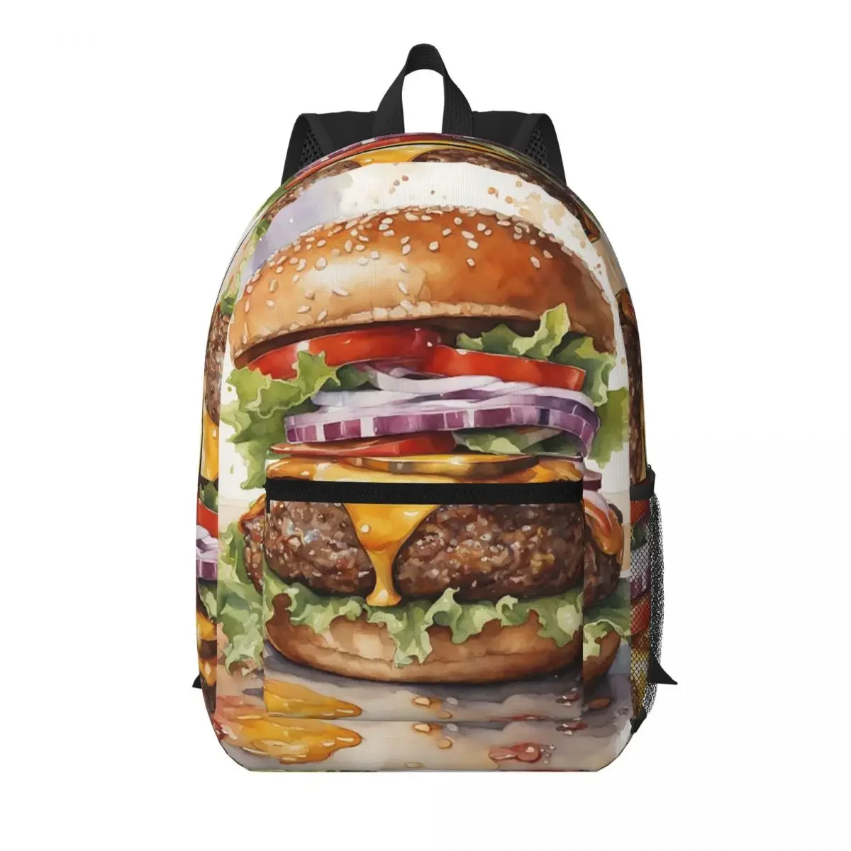 Double Decker Burger Student Backpack School Bag Hiking Travel Daypack for Boys Girls Bookbag Shoulder Bags