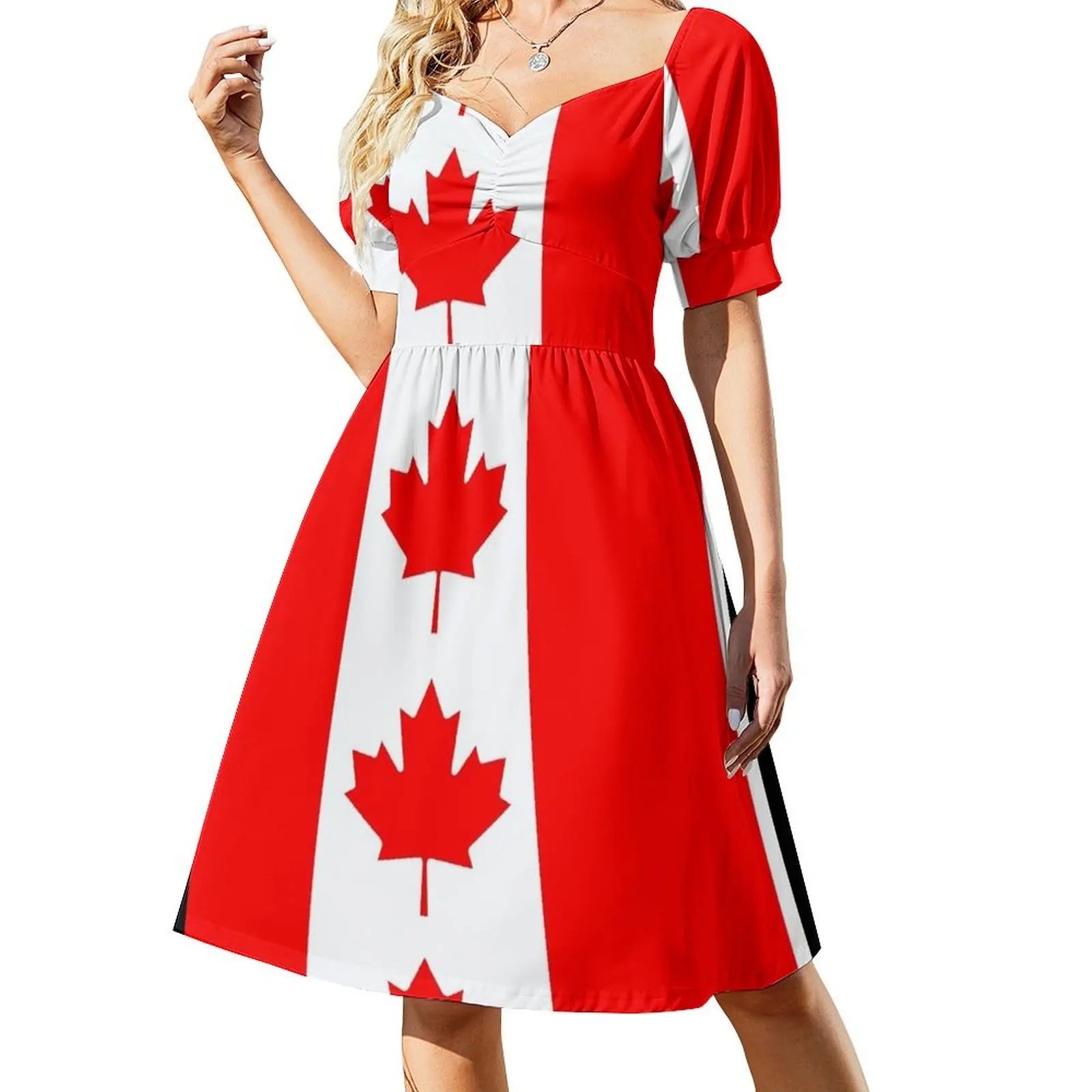 Canada Canadian Flag Short Sleeved Dress women's summer clothing 2025 purple dress luxury evening dress woman for wedding