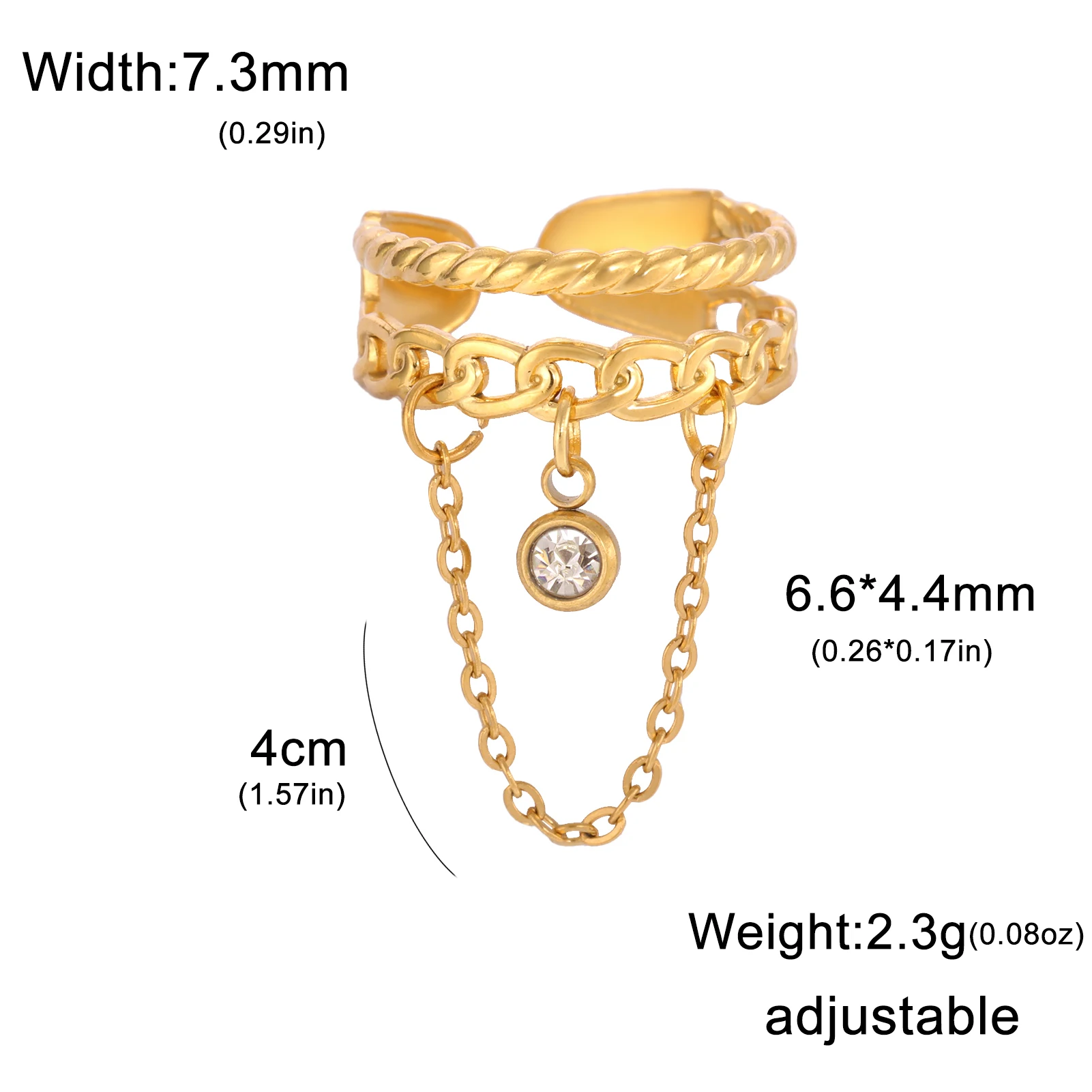 Couple's Open Ring with Heart Zircon Charm